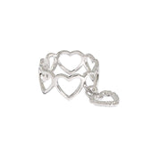 Girl Hollow Hearts 925 Sterling Silver Adjustable Ring