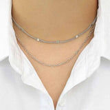 Collier ras du cou en argent sterling 925 à chaîne double couche