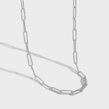 Simple Hollow Geometry Chain 925 Sterling Silver Necklace