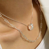 Simple Hollow Geometry Chain 925 Sterling Silver Necklace