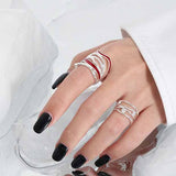 New Multi Layer Epoxy 925 Sterling Silver Adjustable Ring