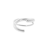 Bague réglable simple multicouche en argent sterling 925