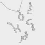 Pendentif en argent sterling 925 avec lettres irrégulières simples AZ