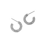 Boucles d'oreilles créoles irrégulières en argent sterling 925 en forme de C CZ pour femmes