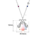 Collier en argent sterling 925 avec pierre de lune naturelle et ver luisant CZ