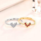 Bague réglable en argent sterling 925 pour fille CZ Heart Love