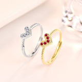 Bague réglable en argent sterling 925 pour fille CZ Heart Love