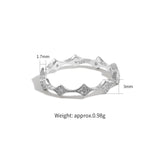 Bague en argent sterling 925 avec micro-réglage à géométrie élégante en losange CZ